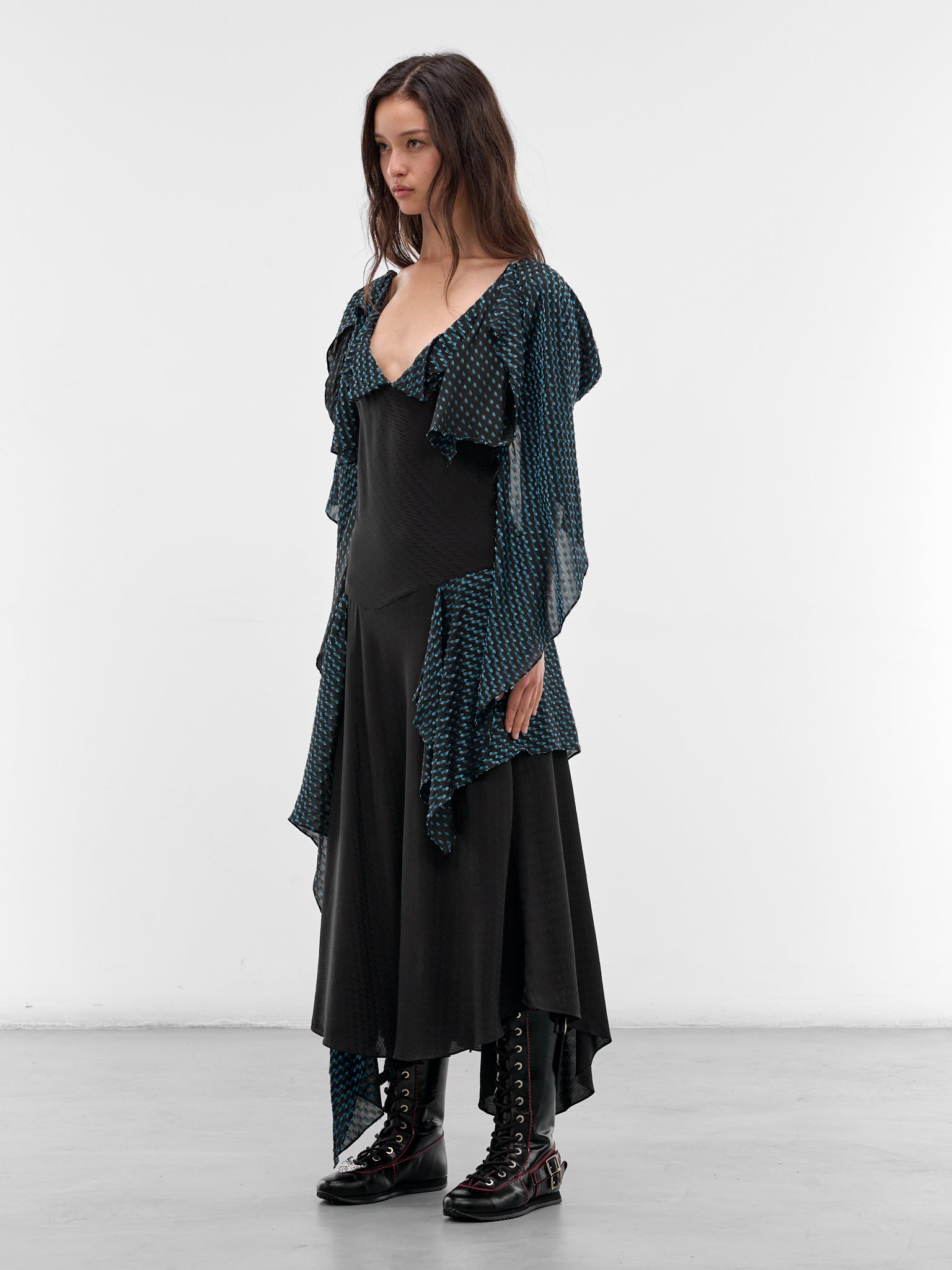 Black Deconstructed Draping Plexus Dress (D04-62-NIGHT-BLACK)