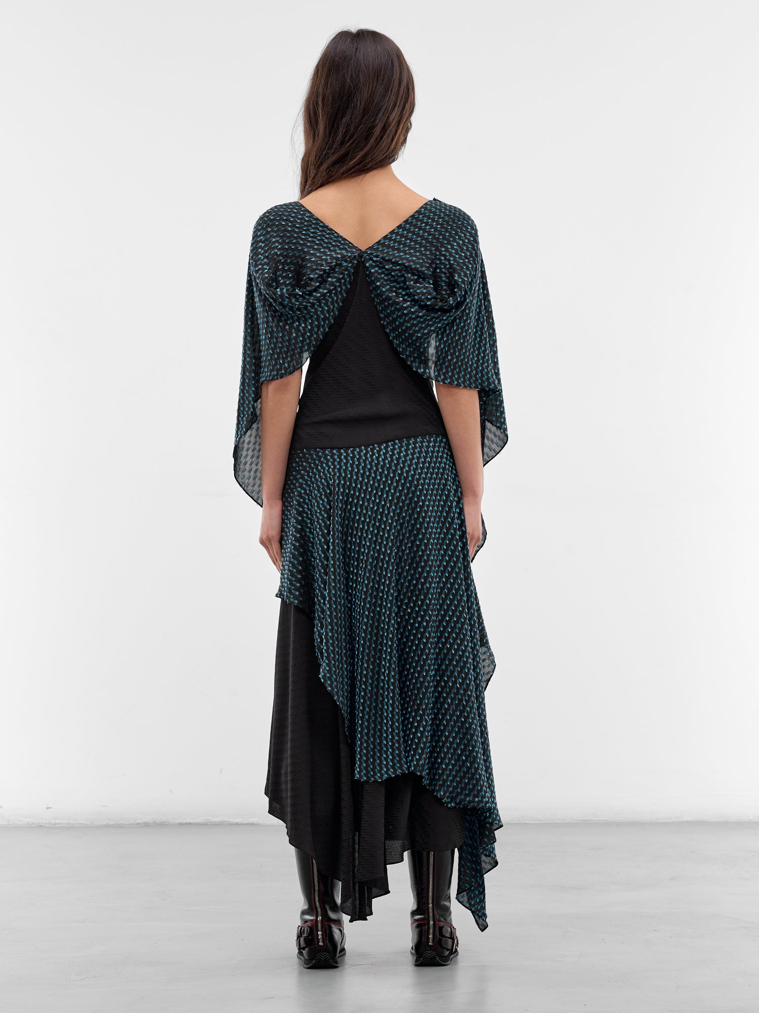 Black Deconstructed Draping Plexus Dress (D04-62-NIGHT-BLACK)