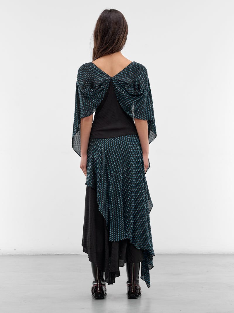 Black Deconstructed Draping Plexus Dress (D04-62-NIGHT-BLACK)