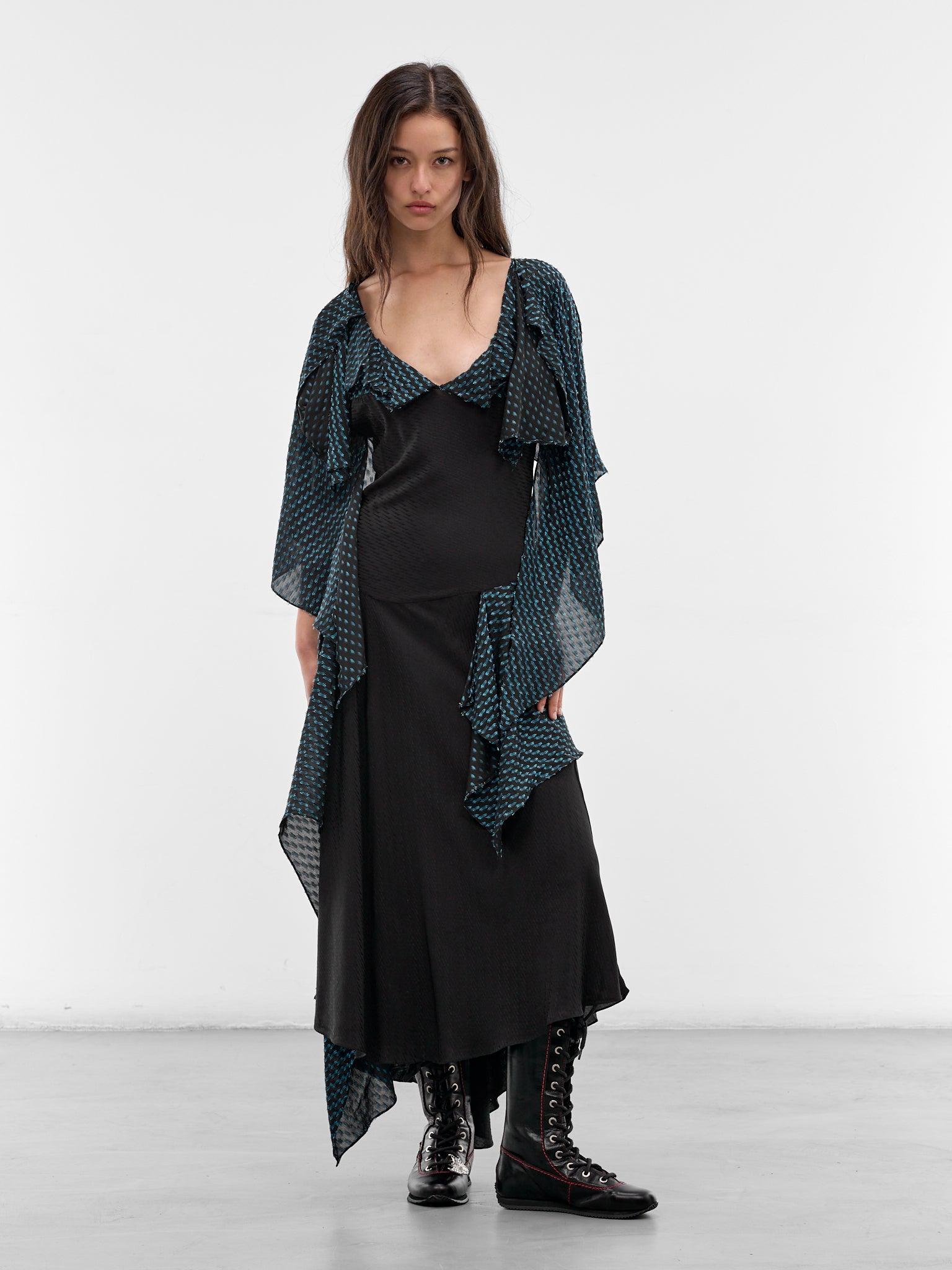 Black Deconstructed Draping Plexus Dress (D04-62-NIGHT-BLACK)