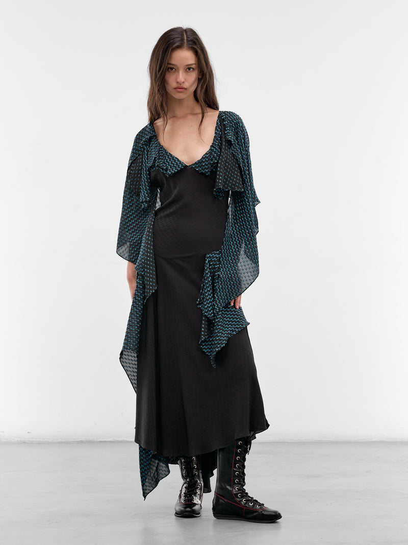 Black Deconstructed Draping Plexus Dress (D04-62-NIGHT-BLACK)