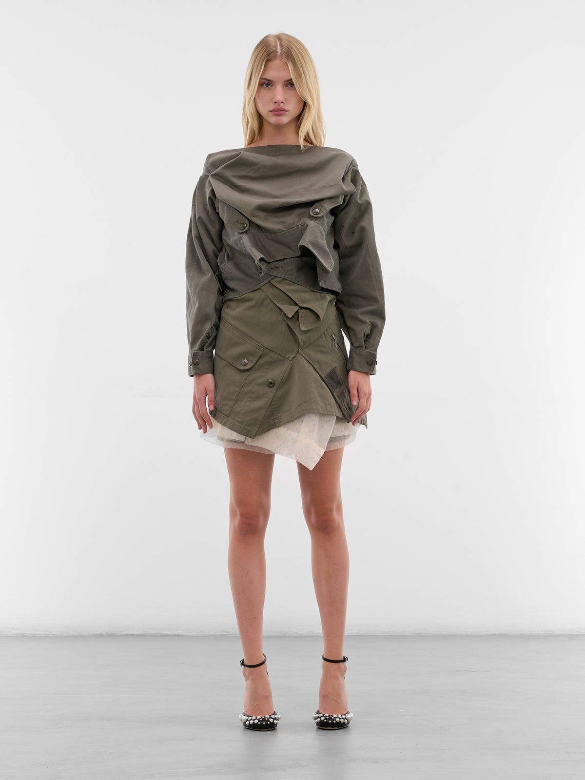 Khaki Deconstructed Army Jacket Dress (D04FW5-KHAKI)