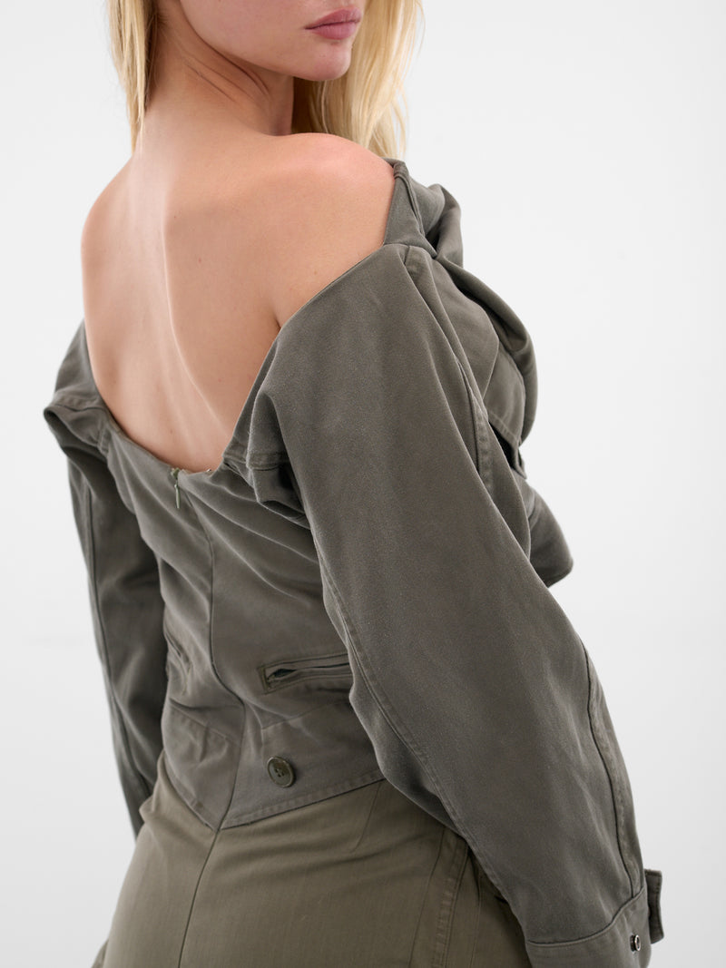 Khaki Deconstructed Army Jacket Dress (D04FW5-KHAKI)