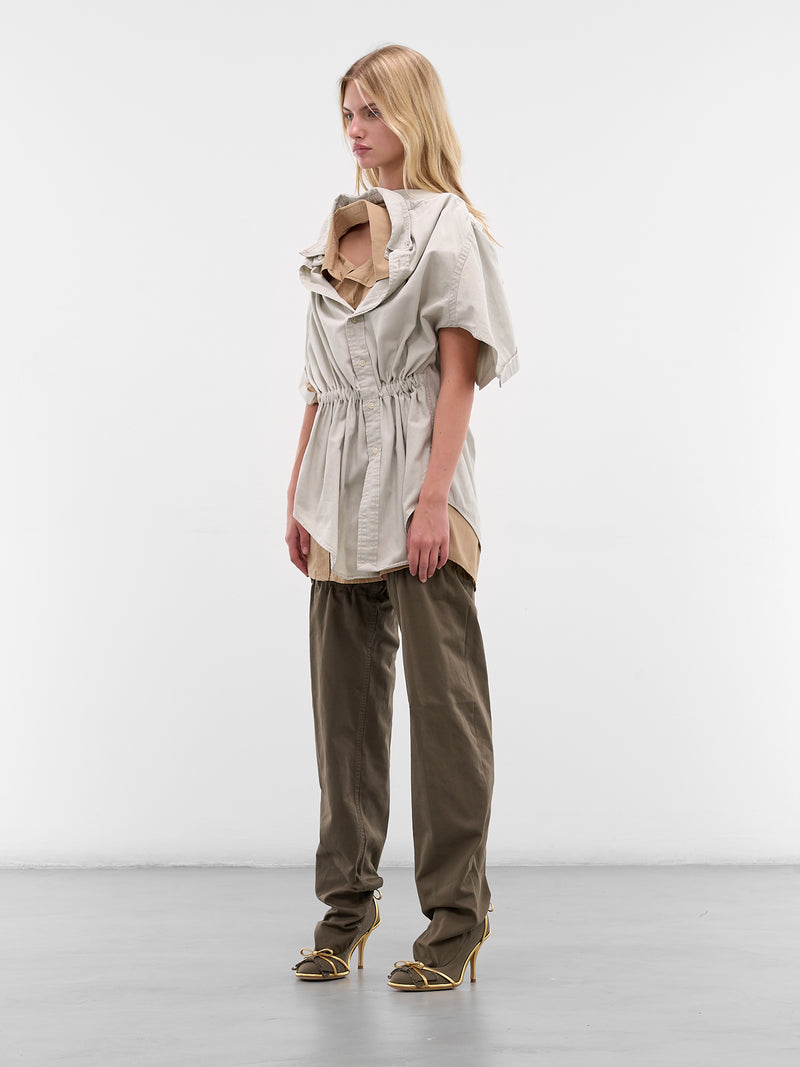 Beige Deconstructed Shirts Mini Dress (D05FW5-BEIGE)