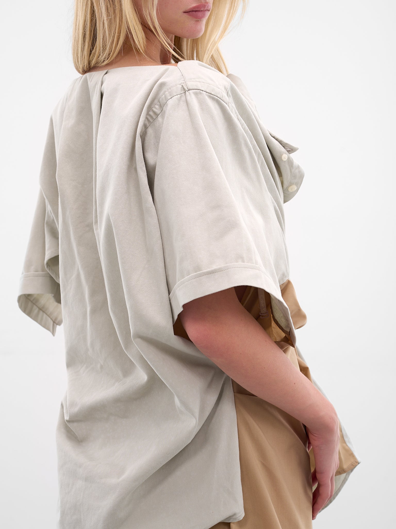 Beige Deconstructed Shirts Mini Dress (D05FW5-BEIGE)