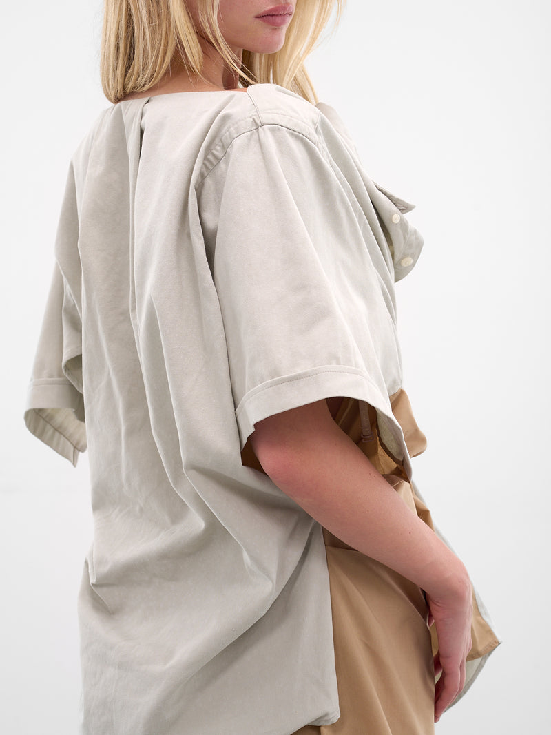 Beige Deconstructed Shirts Mini Dress (D05FW5-BEIGE)