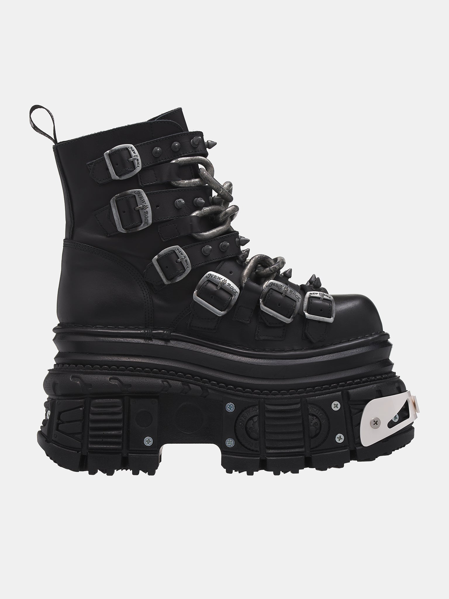 New Rock Chain Hiking Boots D2NZ716 01 LEATHER BLACK