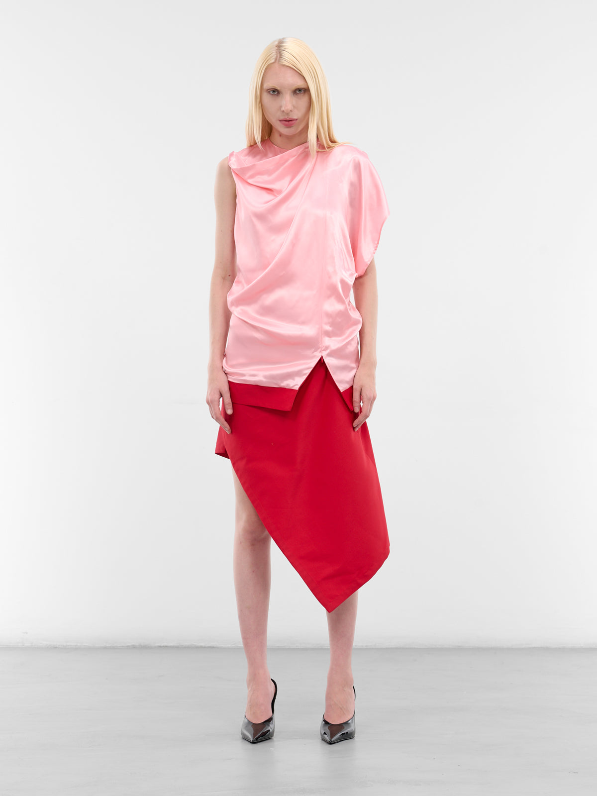 Daniele Deconstructed Lining Midi Dress (DANIELE-RED)