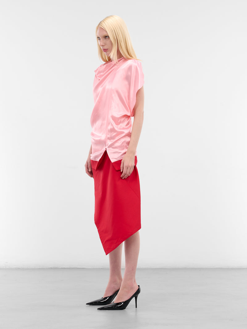 Daniele Deconstructed Lining Midi Dress (DANIELE-RED)
