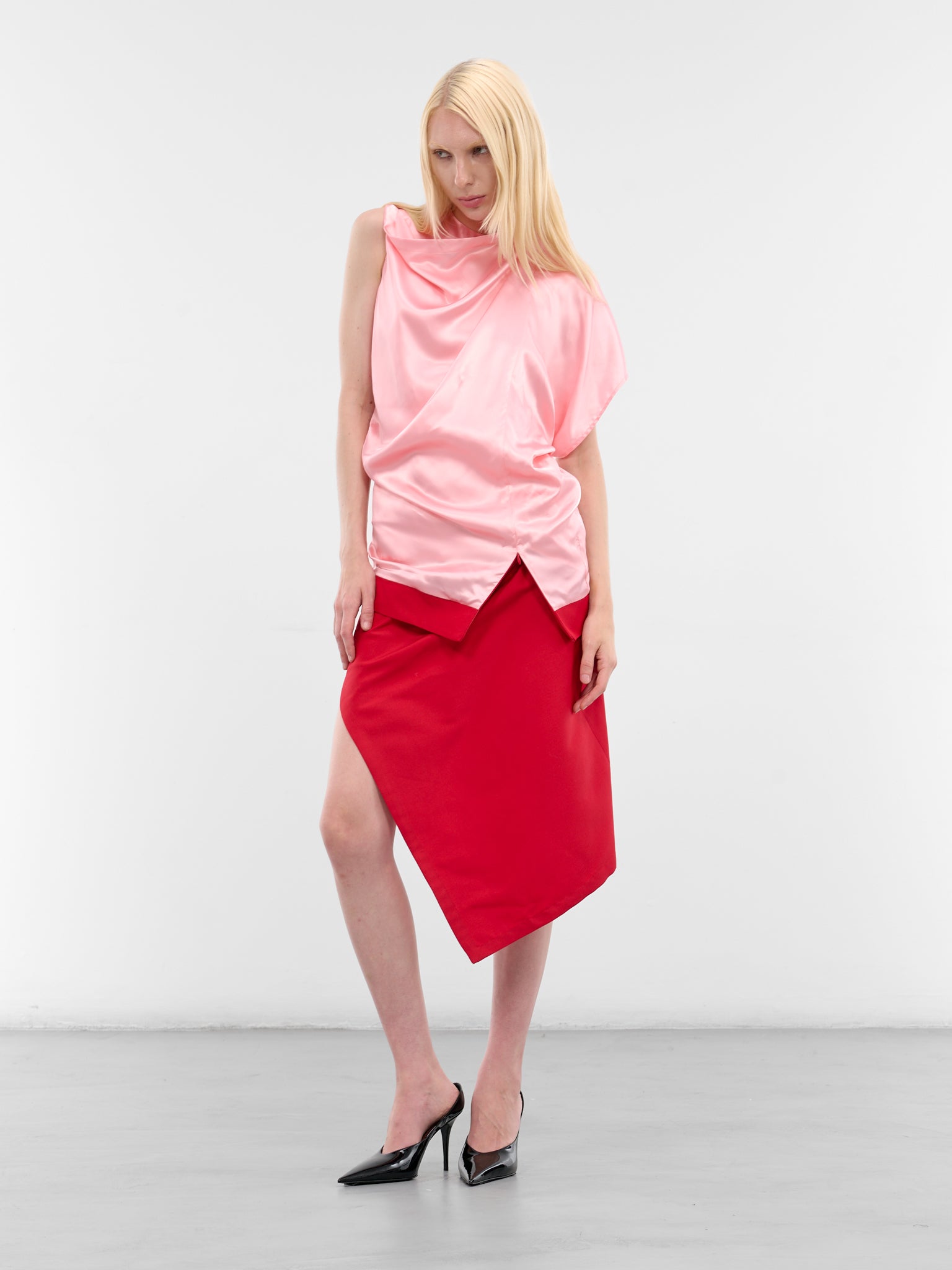 Daniele Deconstructed Lining Midi Dress (DANIELE-RED)
