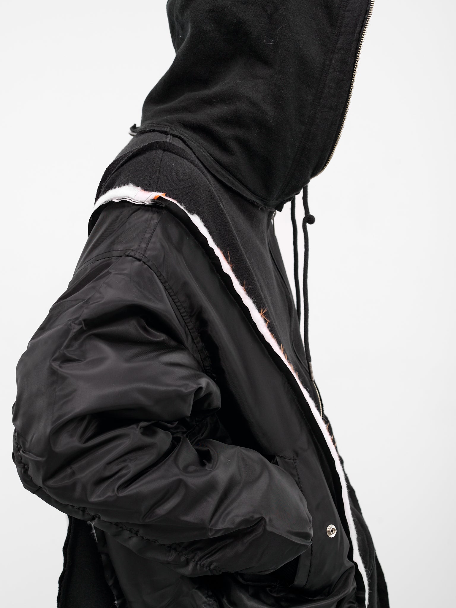 Black Hybrid Bomber Zip Hoodie (DC-NS-BL-07-BLACK)