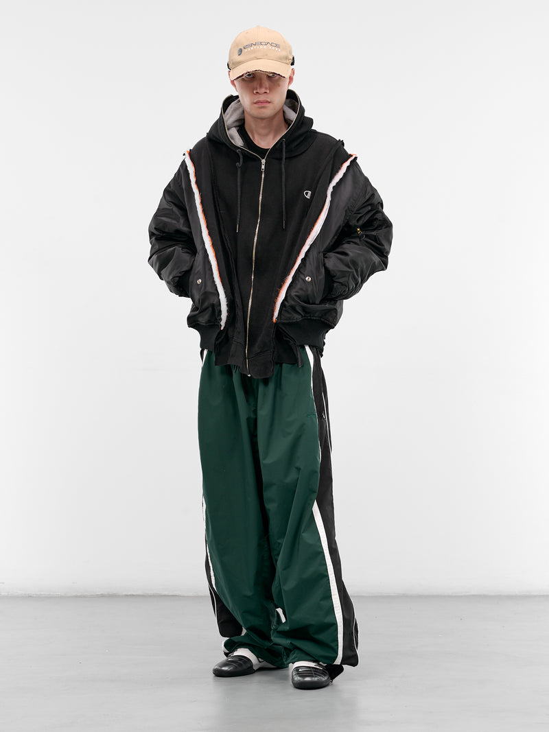 Black Hybrid Bomber Zip Hoodie (DC-NS-BL-07-BLACK)