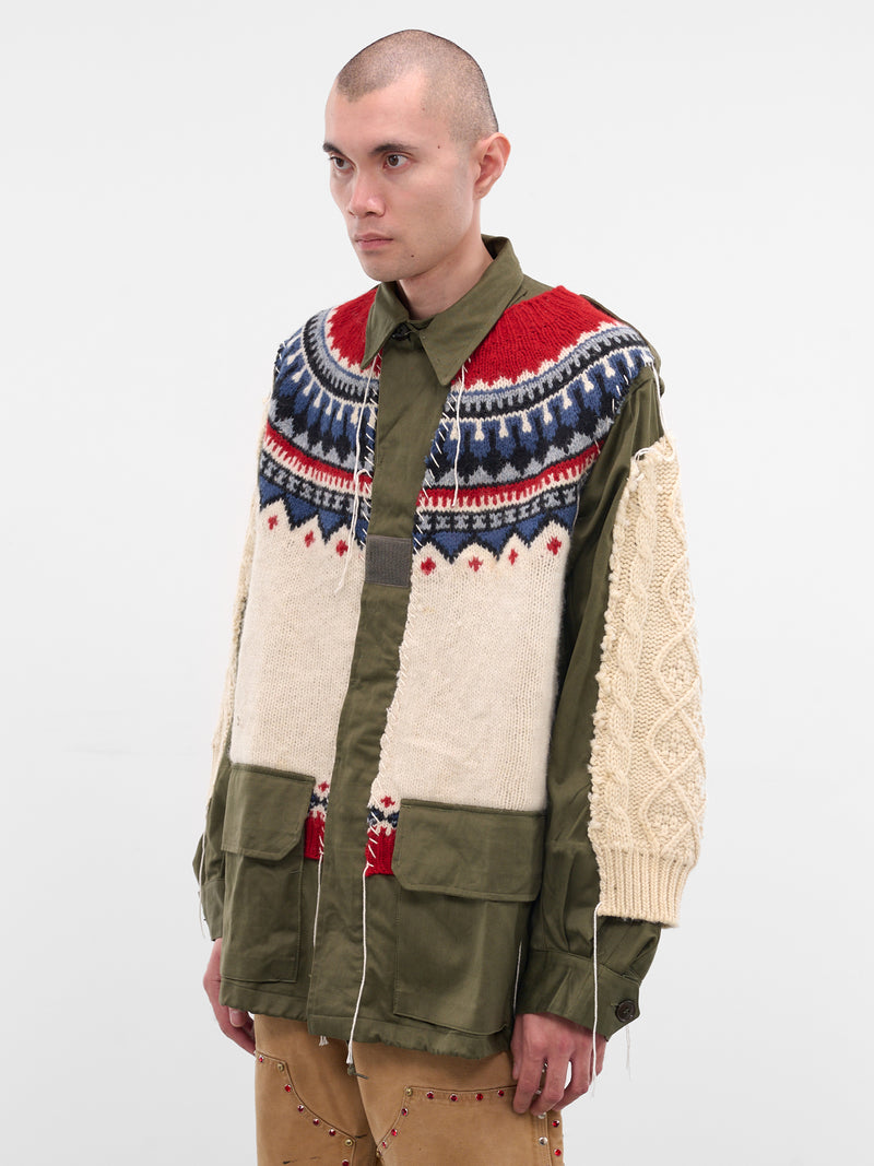 Deconstructed Hybrid Sweater Field Jacket (DC-NS-BL-08-KHAKI)