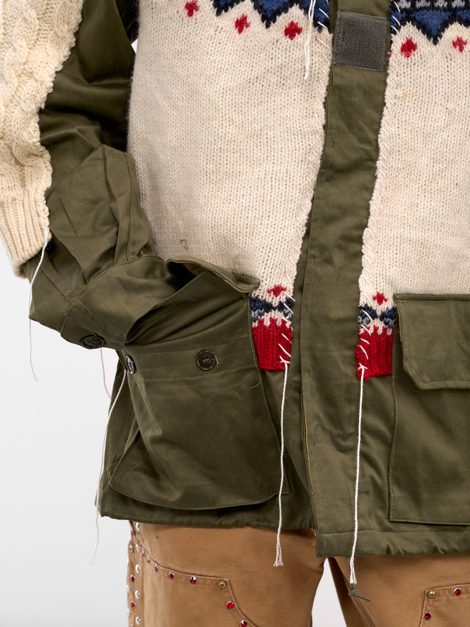 Deconstructed Hybrid Sweater Field Jacket (DC-NS-BL-08-KHAKI)