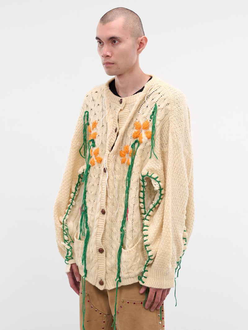 Deconstructed Floral Knit Cardigan (DC-NS-KN-05-WHITE)