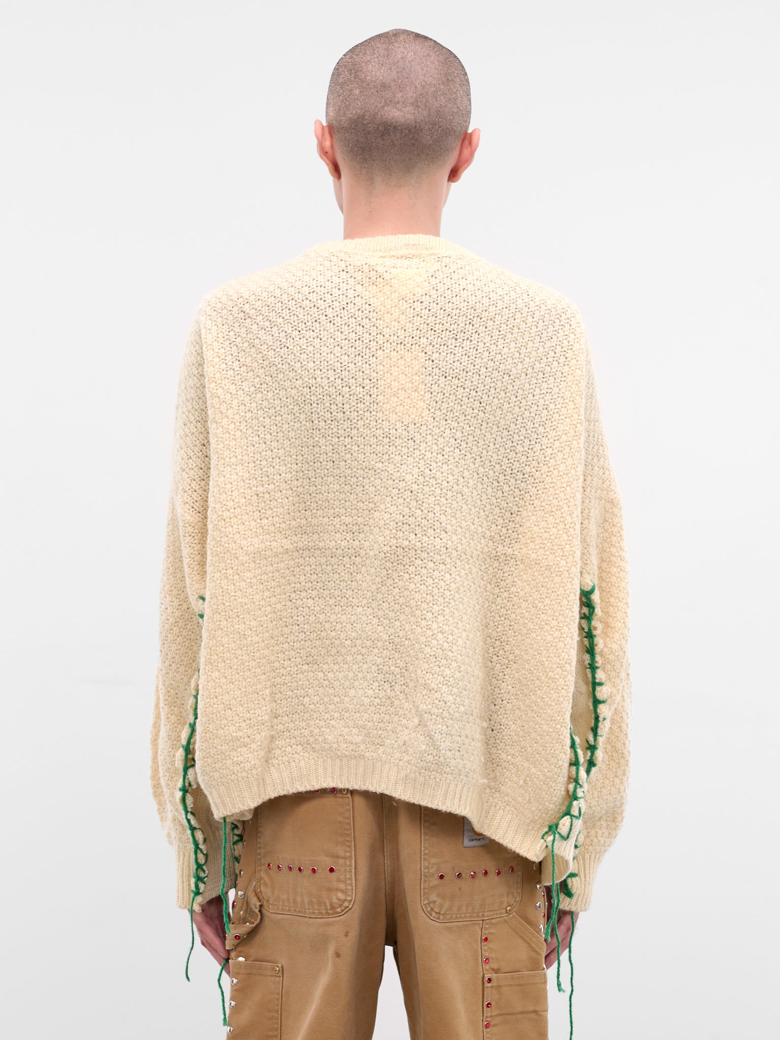 Deconstructed Floral Knit Cardigan (DC-NS-KN-05-WHITE)