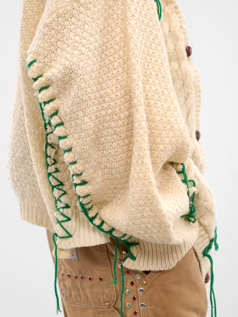 Deconstructed Floral Knit Cardigan (DC-NS-KN-05-WHITE)