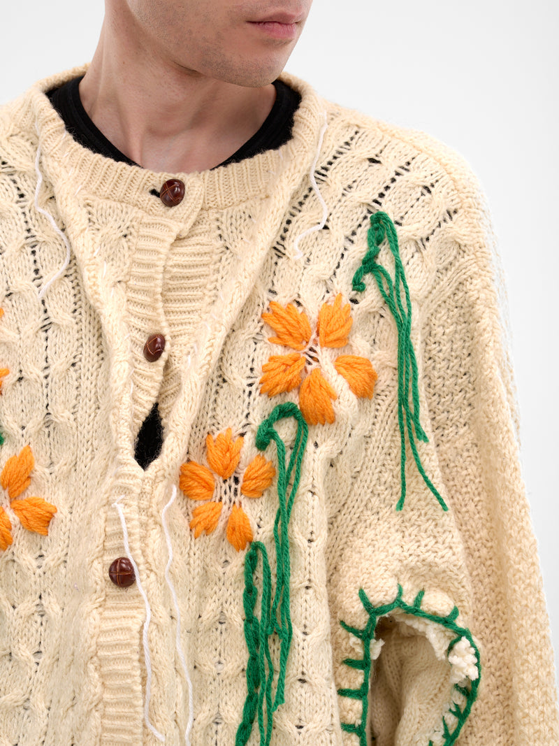 Deconstructed Floral Knit Cardigan (DC-NS-KN-05-WHITE)