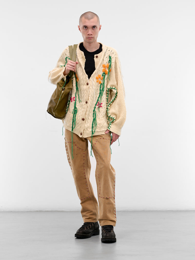 Deconstructed Floral Knit Cardigan (DC-NS-KN-05-WHITE)