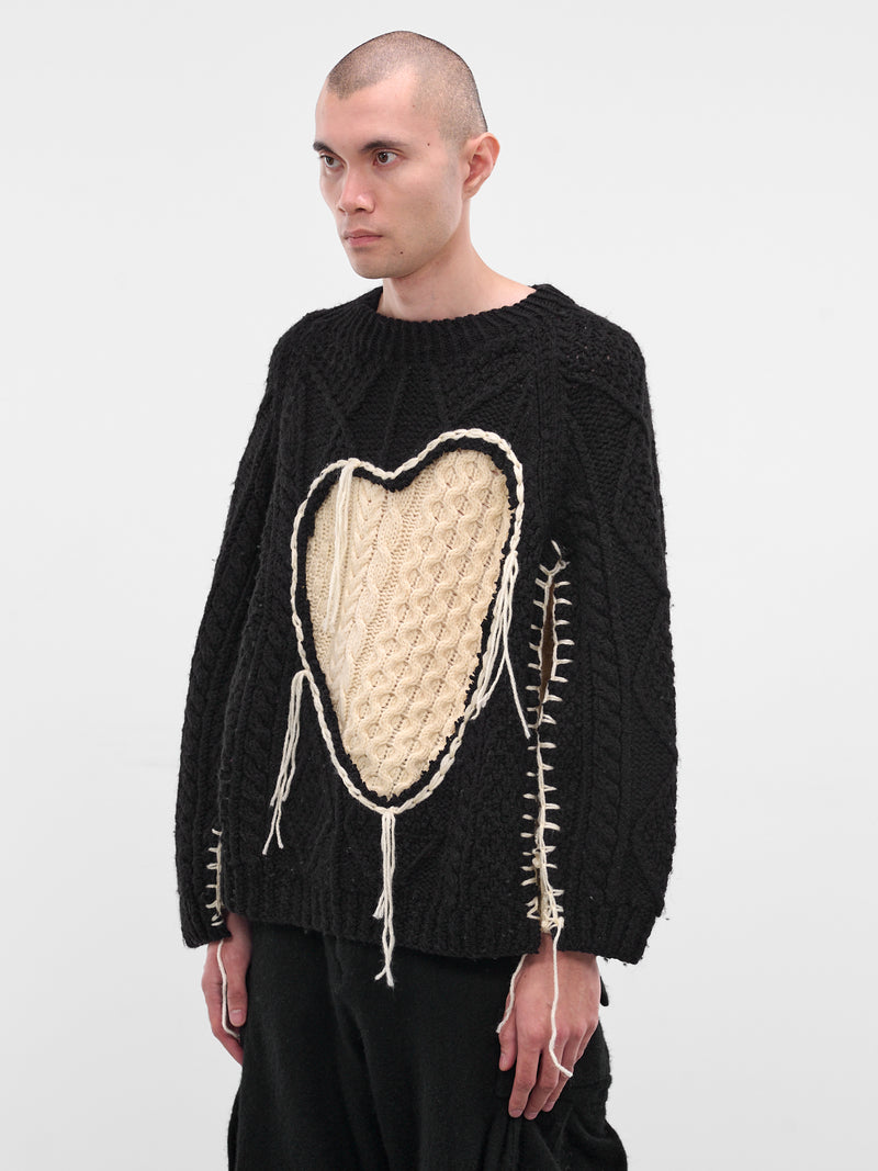 Black Deconstructed Heart Knit Sweater (DC-NS-KN-11-BLACK)