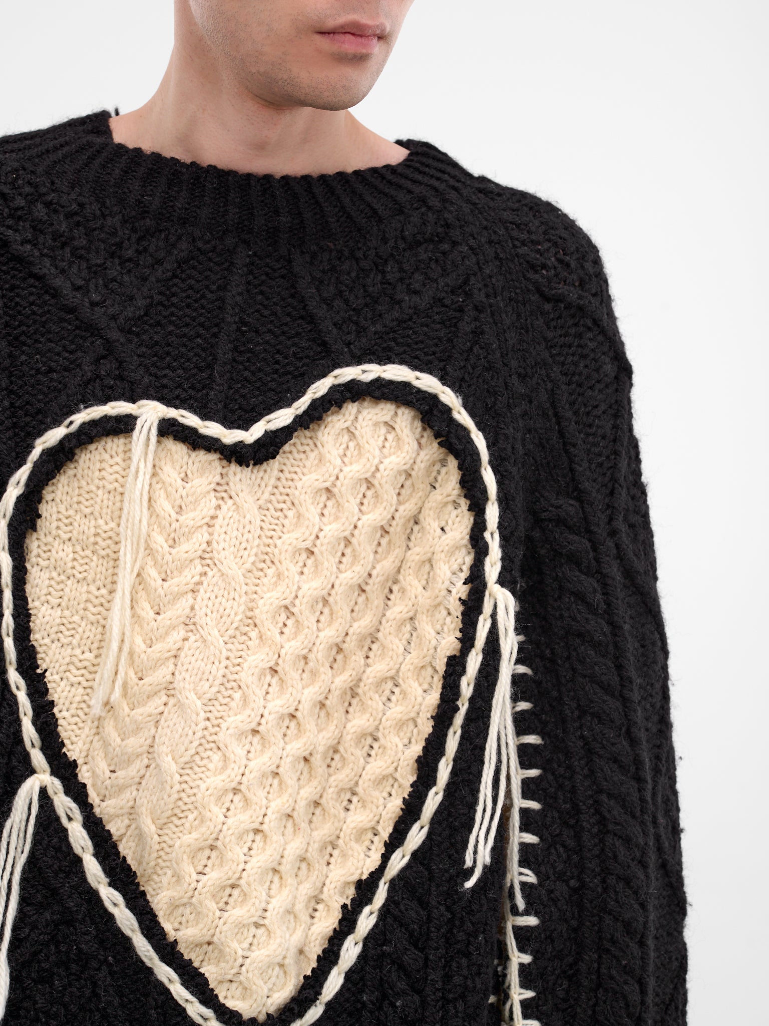 Black Deconstructed Heart Knit Sweater (DC-NS-KN-11-BLACK)