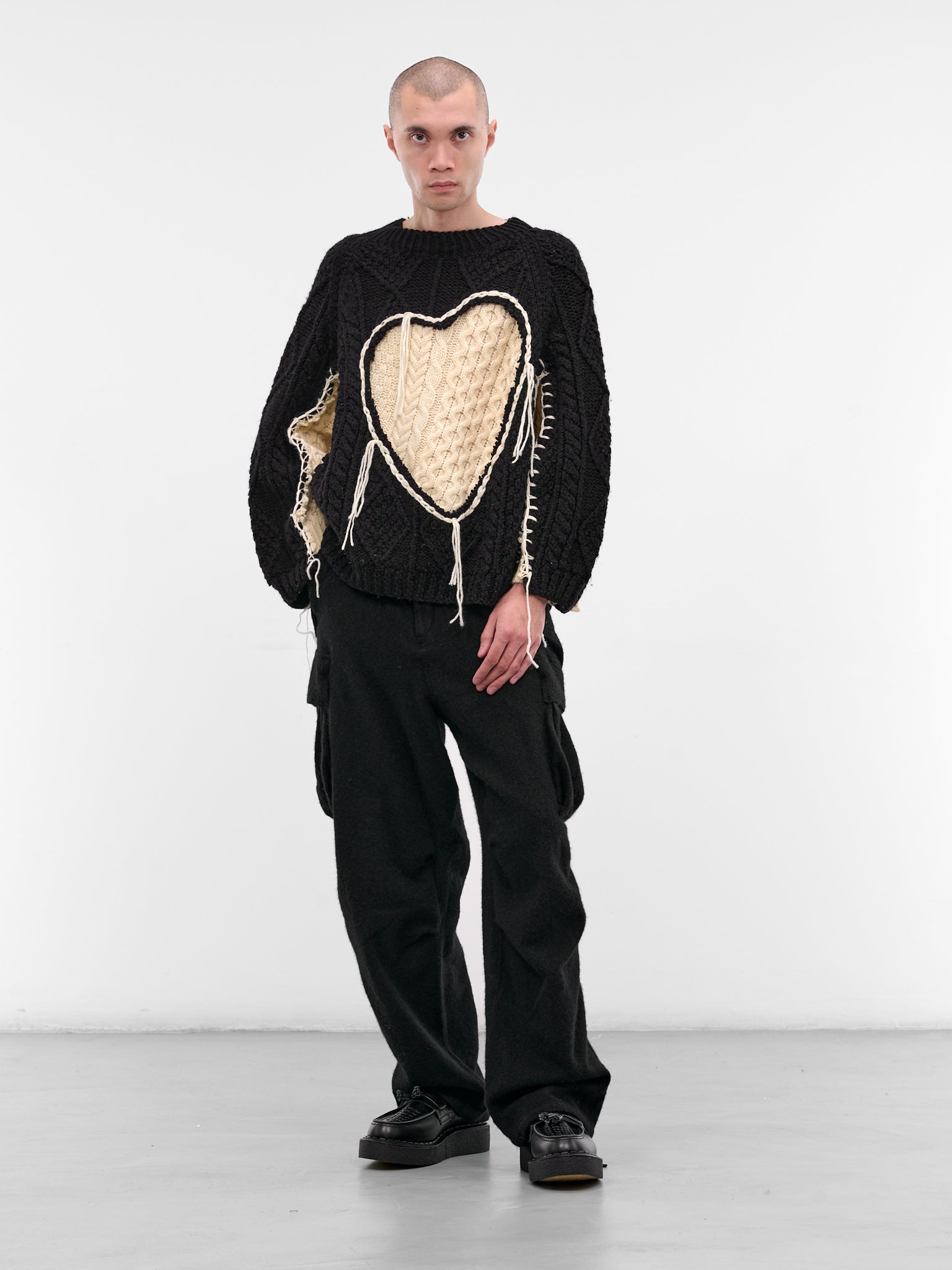 Black Deconstructed Heart Knit Sweater (DC-NS-KN-11-BLACK)