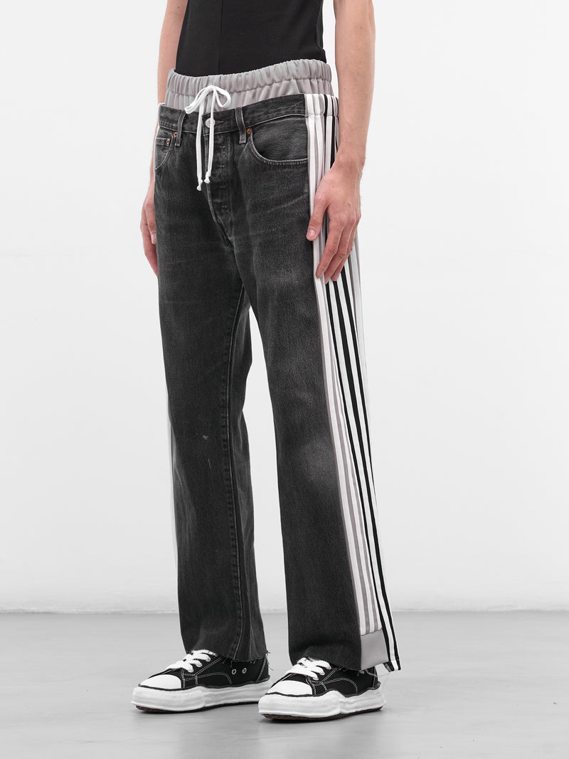 Black Deconstructed Hybrid Track Jeans (DC-NS-PT-35-BLACK)