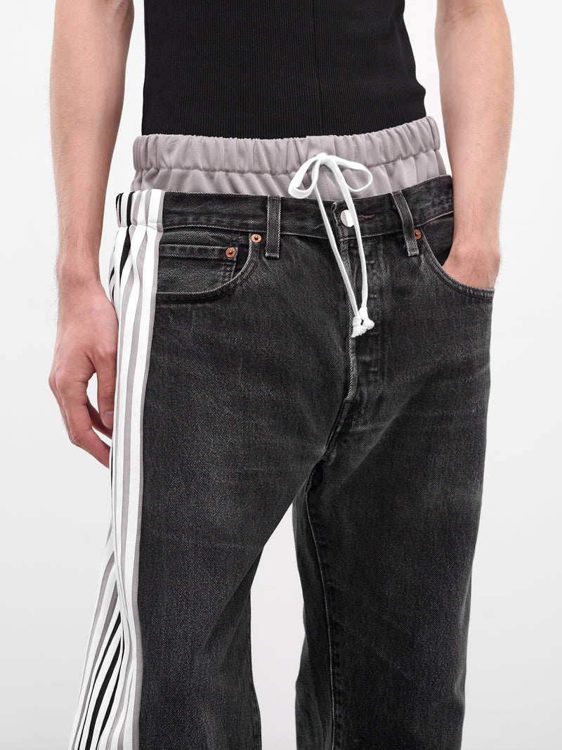 Black Deconstructed Hybrid Track Jeans (DC-NS-PT-35-BLACK)