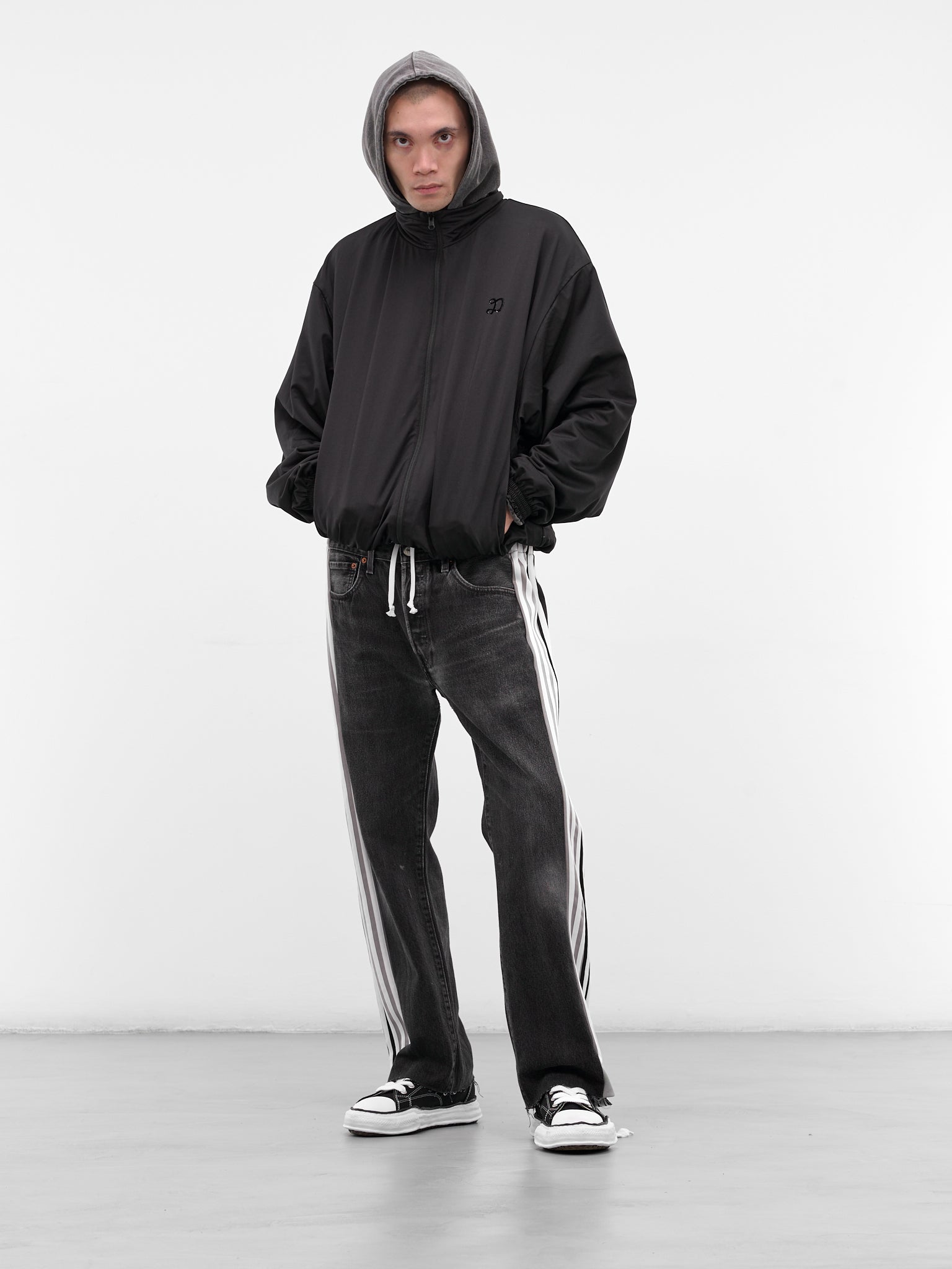 Black Deconstructed Hybrid Track Jeans (DC-NS-PT-35-BLACK)