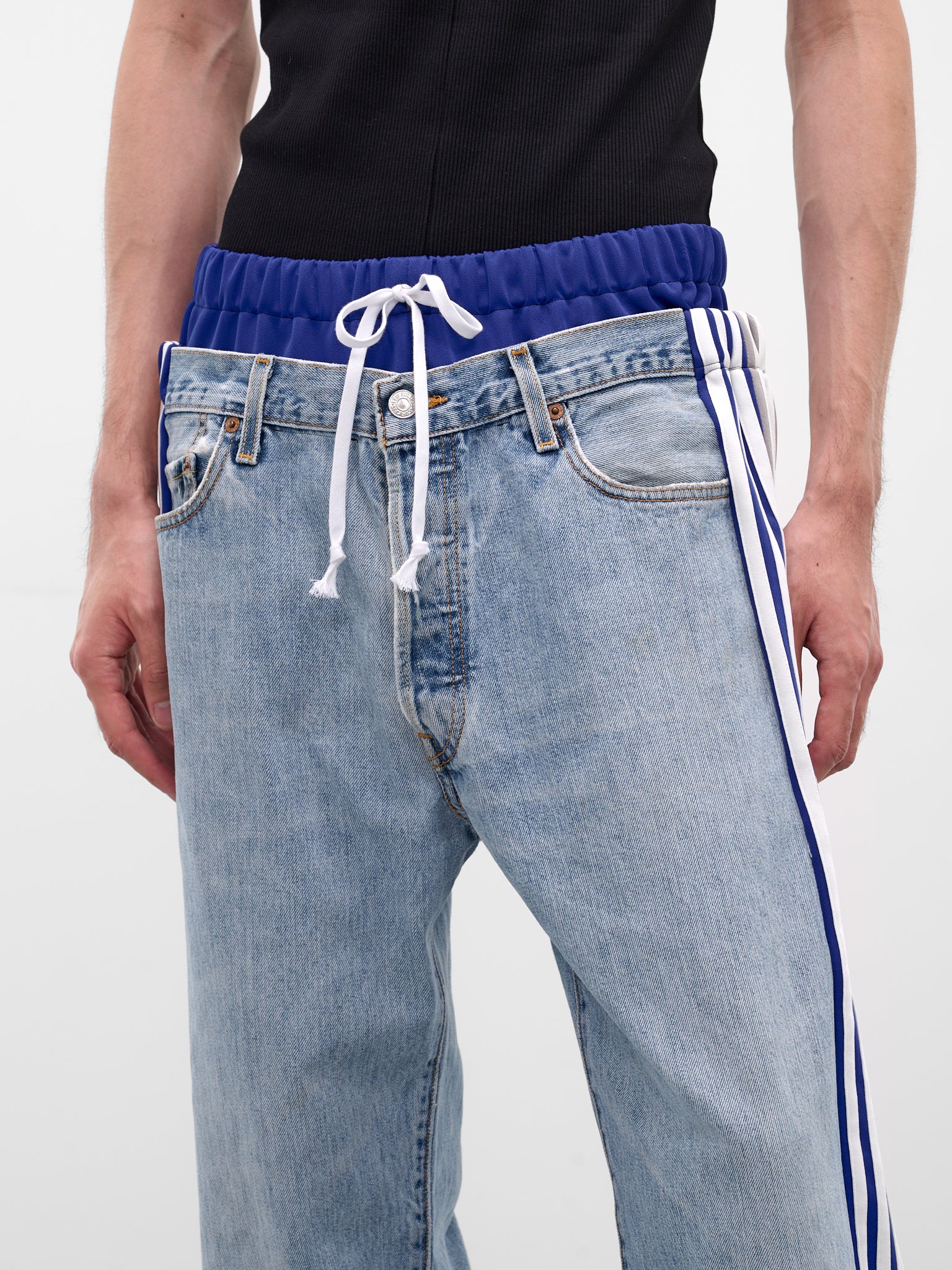 Blue Deconstructed Hybrid Track Jeans (DC-NS-PT-35-INDIGO)