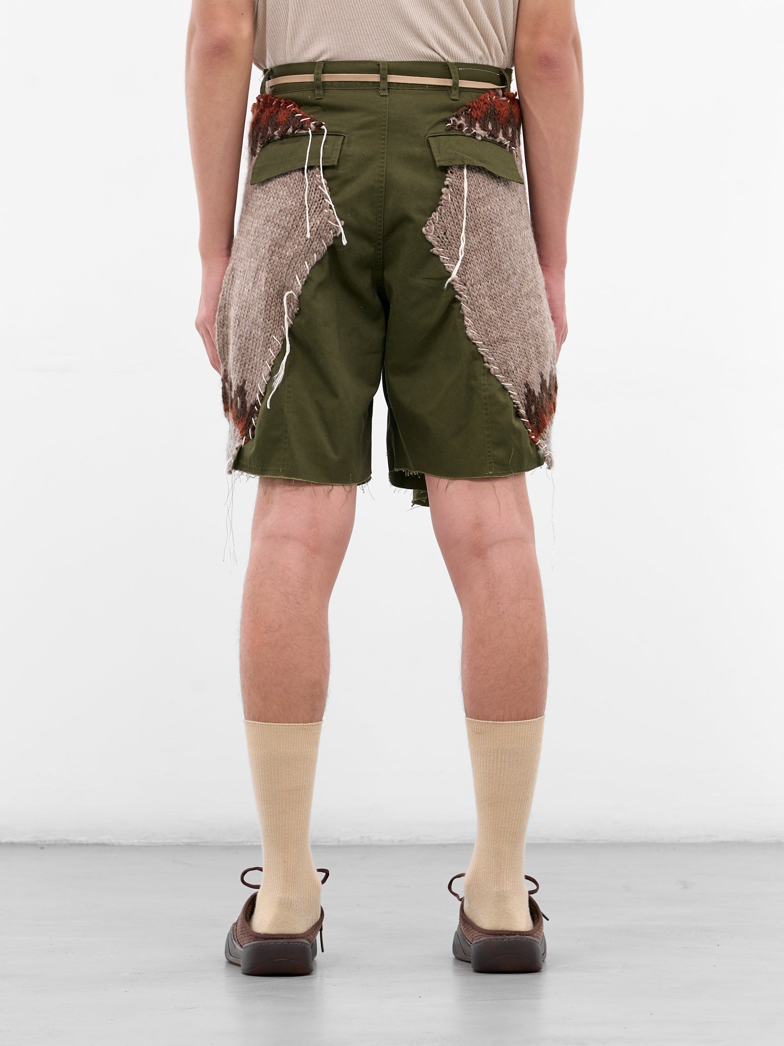 Khaki Deconstructed Sweater Shorts (DC-NS-PT-39-KHAKI)
