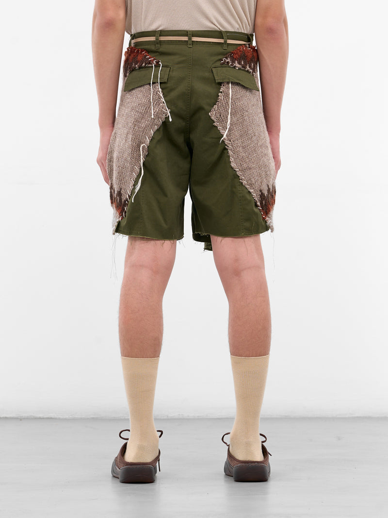 Khaki Deconstructed Sweater Shorts (DC-NS-PT-39-KHAKI)