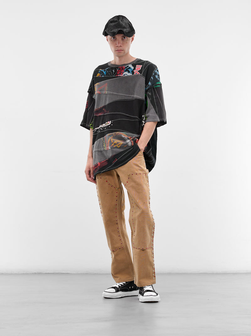 Black Patchwork Graphic Band Tee (DC-NS-T-09-BLACK)