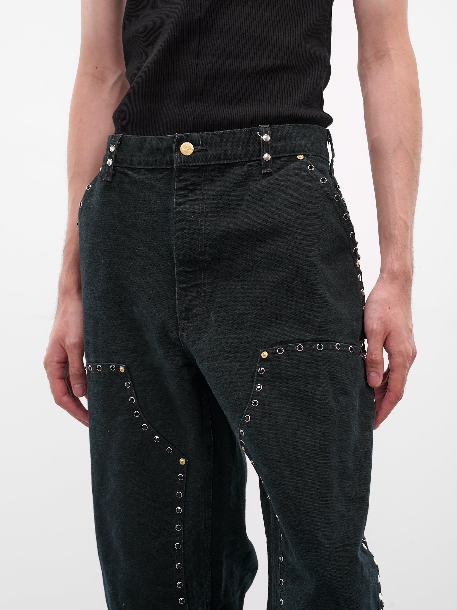 Black Upcycled Canvas Work Pants (DC-NS-PT-40-BLACK