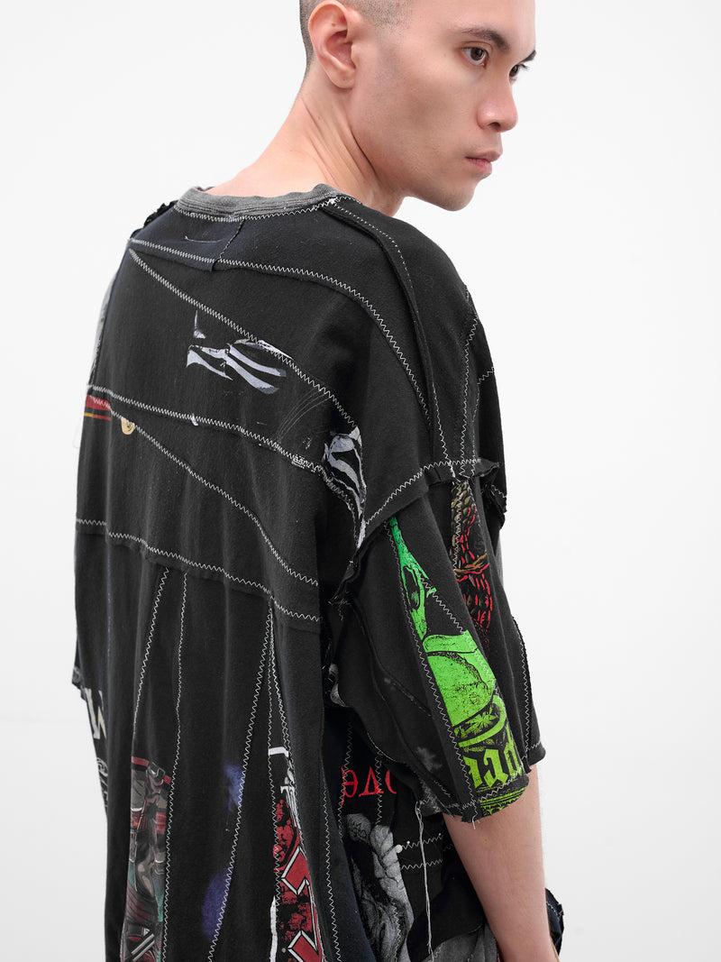 Black Patchwork Graphic Band Tee (DC-NS-T-09-BLACK)