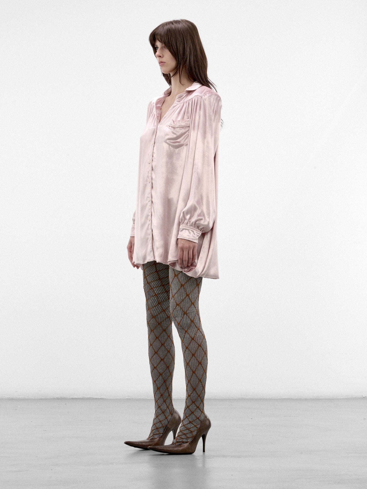 Pink Satin Shirt Mini Dress (DEEP-SHORT-FW26-3002-PINK)