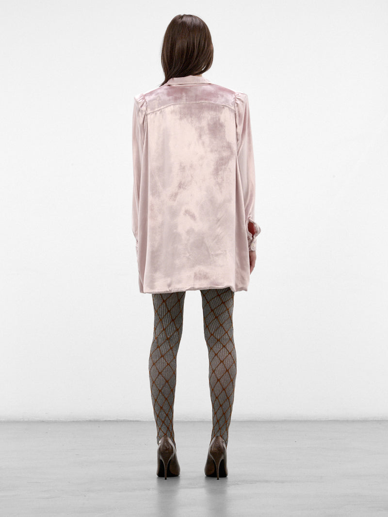 Pink Satin Shirt Mini Dress (DEEP-SHORT-FW26-3002-PINK)