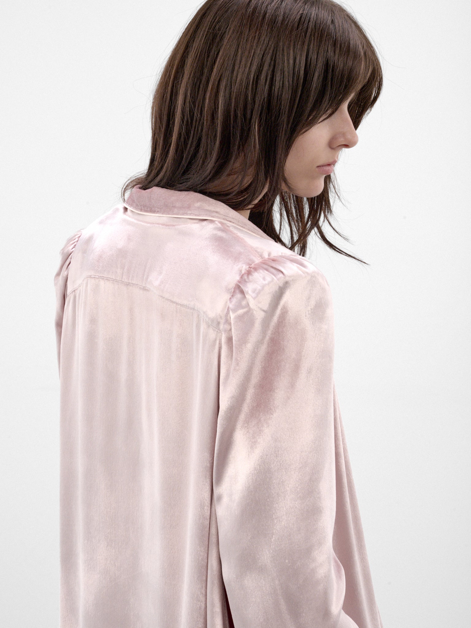 Pink Satin Shirt Mini Dress (DEEP-SHORT-FW26-3002-PINK)