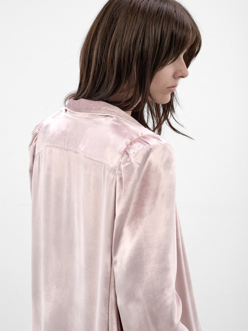 Pink Satin Shirt Mini Dress (DEEP-SHORT-FW26-3002-PINK)