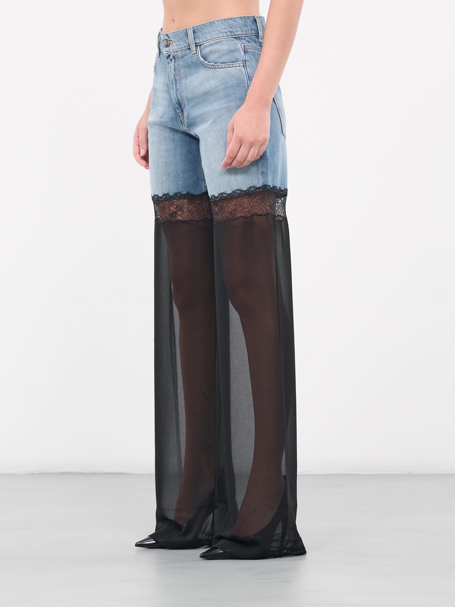 Lace Panel Jeans (DEN002-BLUE-BLACK)