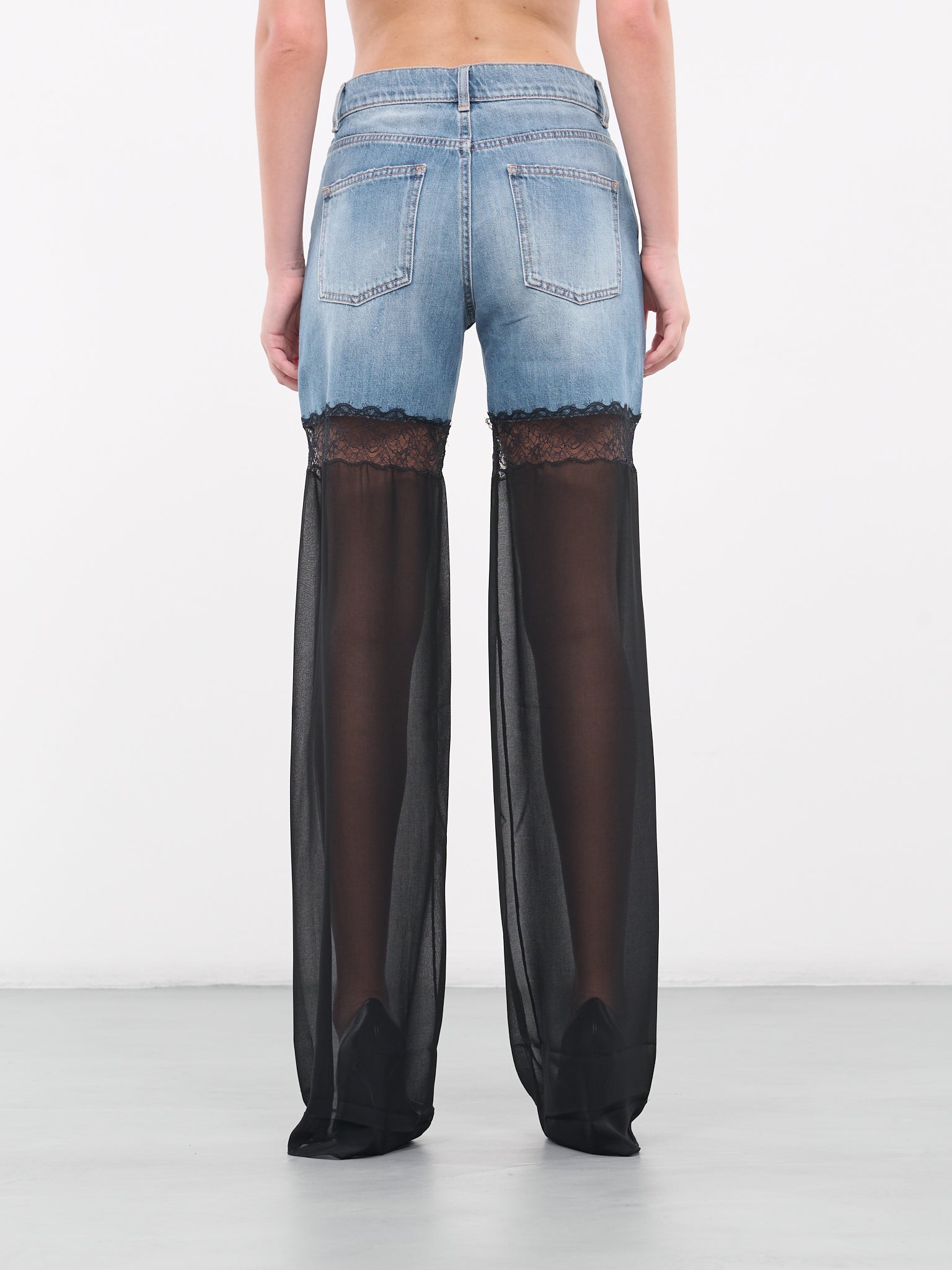 Lace Panel Jeans (DEN002-BLBLAK)