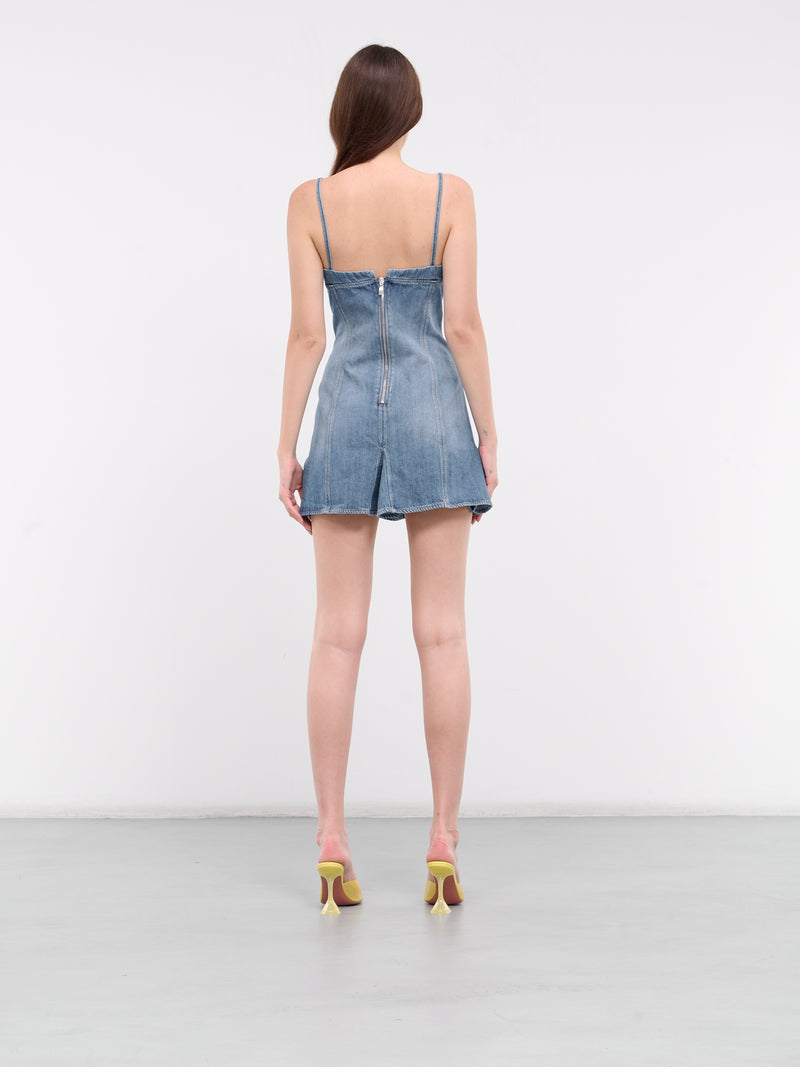 Fitted Dress With Godets (DEN004-BLUE-WASH)