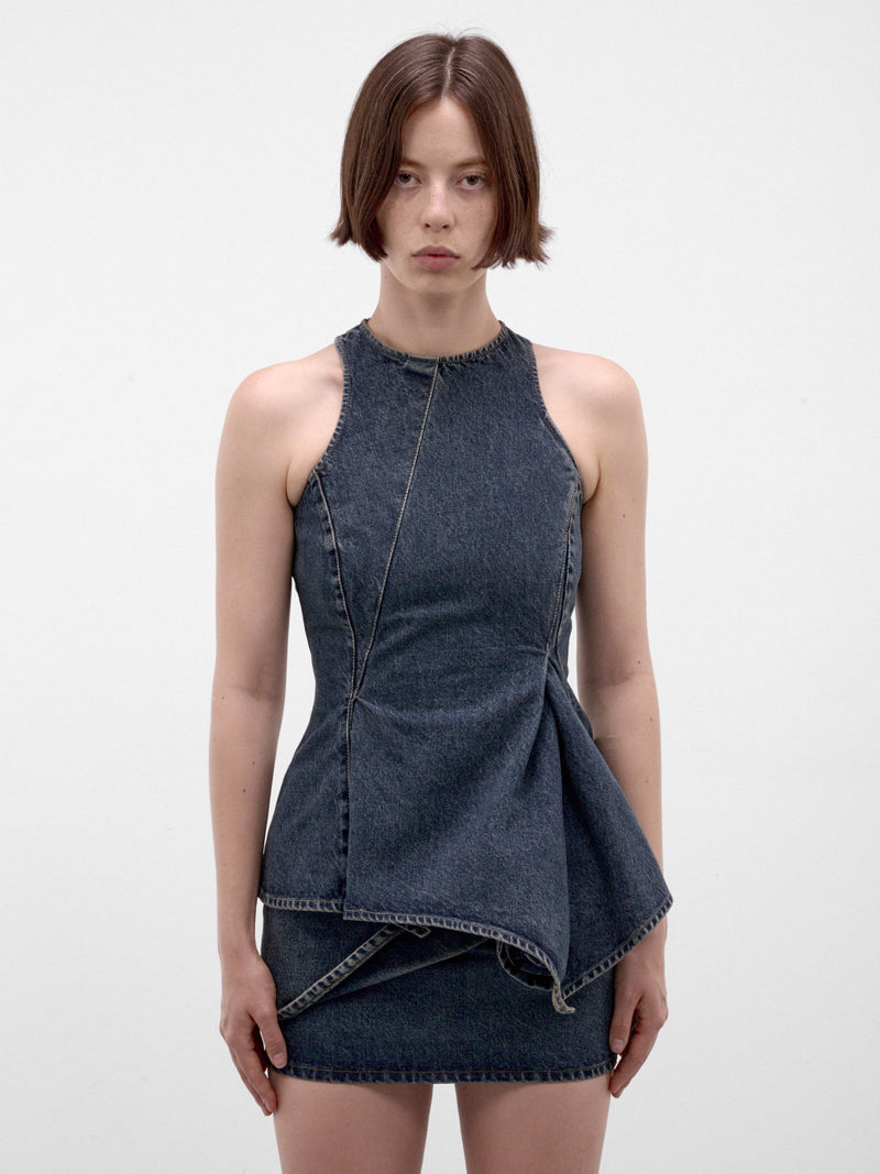 Blue Asymmetric Denim Blouse (DENIM-10-BLOUSE-BLUE)
