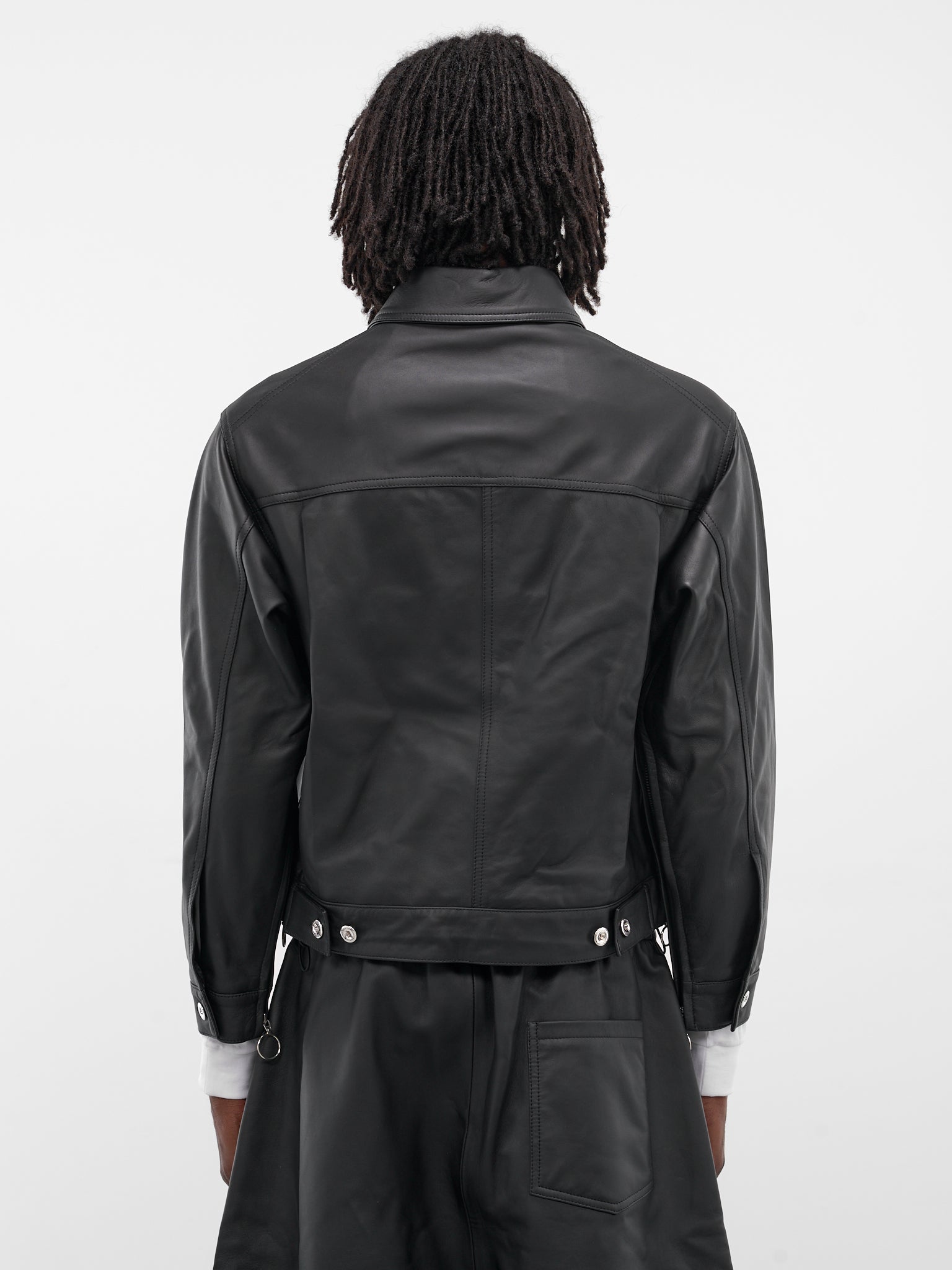 Black Labm Leather Trucker Jacket (DENIM-JACKET-2-RUCHE-BLACK)