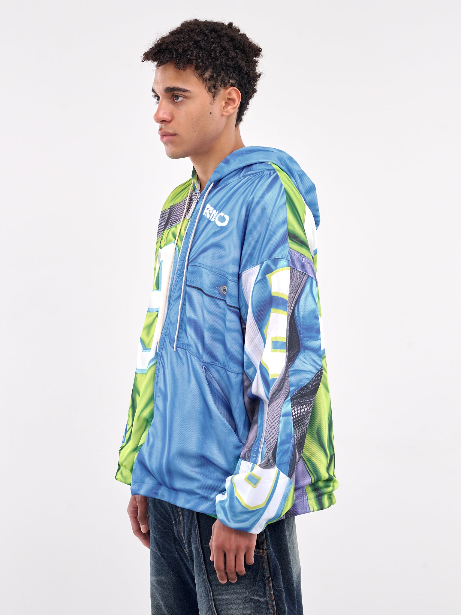 Trompe L'oeil Printed Hoodie (DFM55013TJ104PRINT-BLUE)