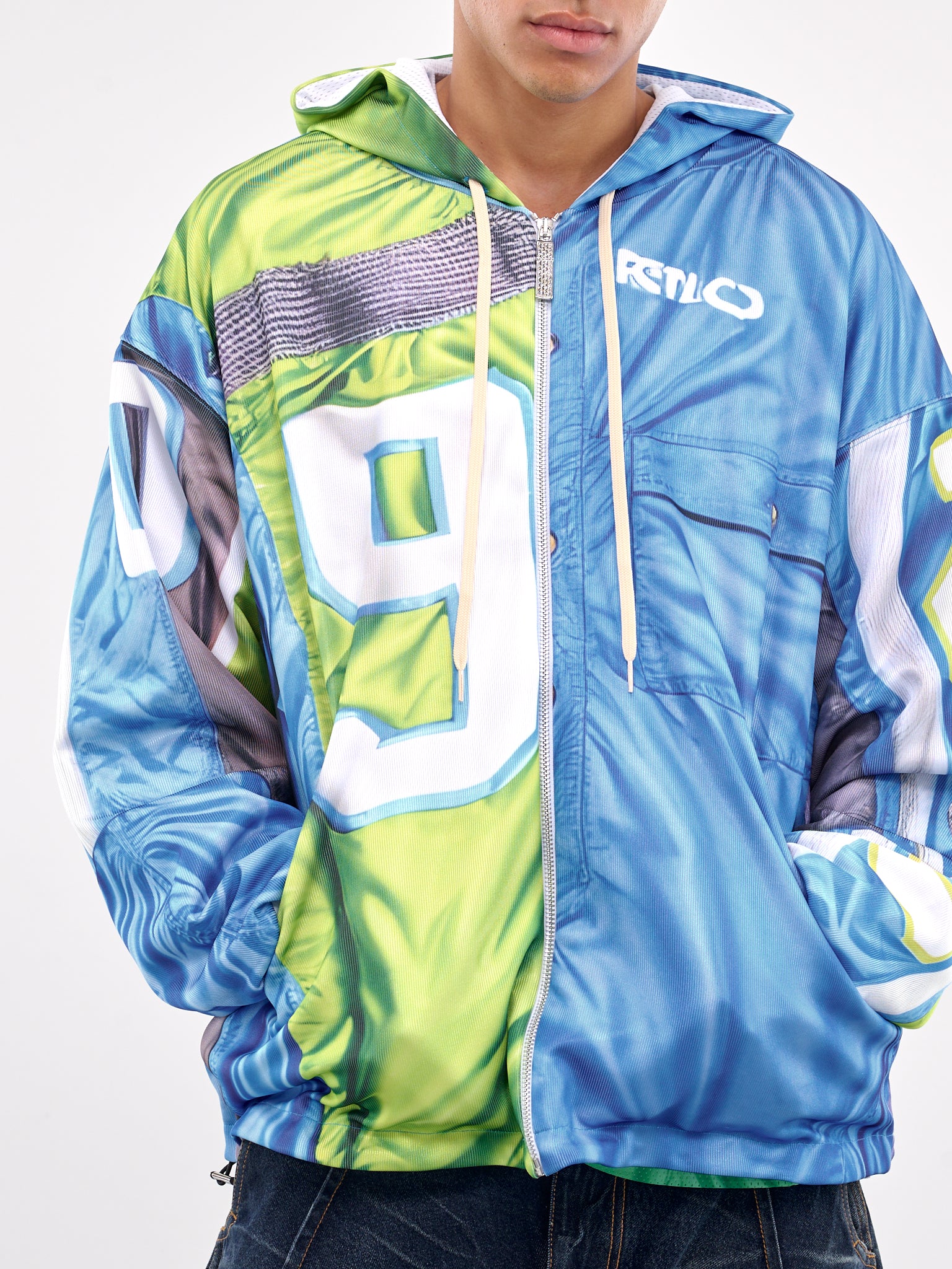 Trompe L'oeil Printed Hoodie (DFM55013TJ104PRINT-BLUE)
