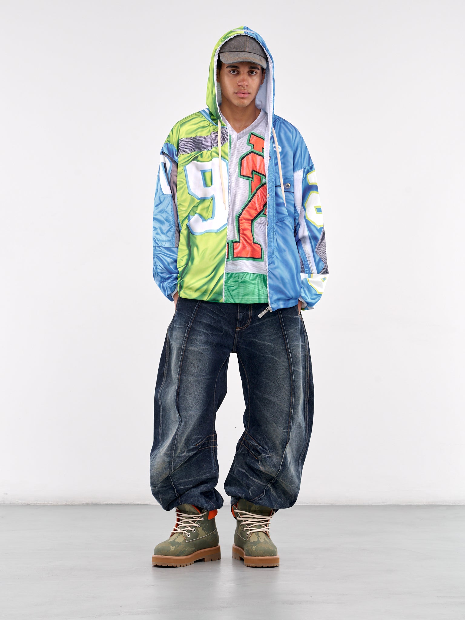 Trompe L'oeil Printed Hoodie (DFM55013TJ104PRINT-BLUE)