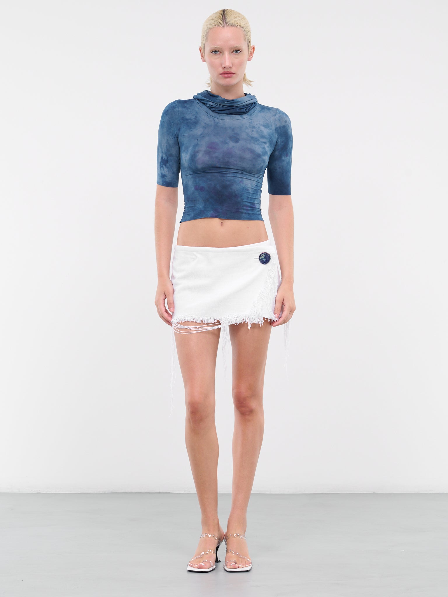 Frayed Mini Skirt (DFSS23SKT05-WHITE)