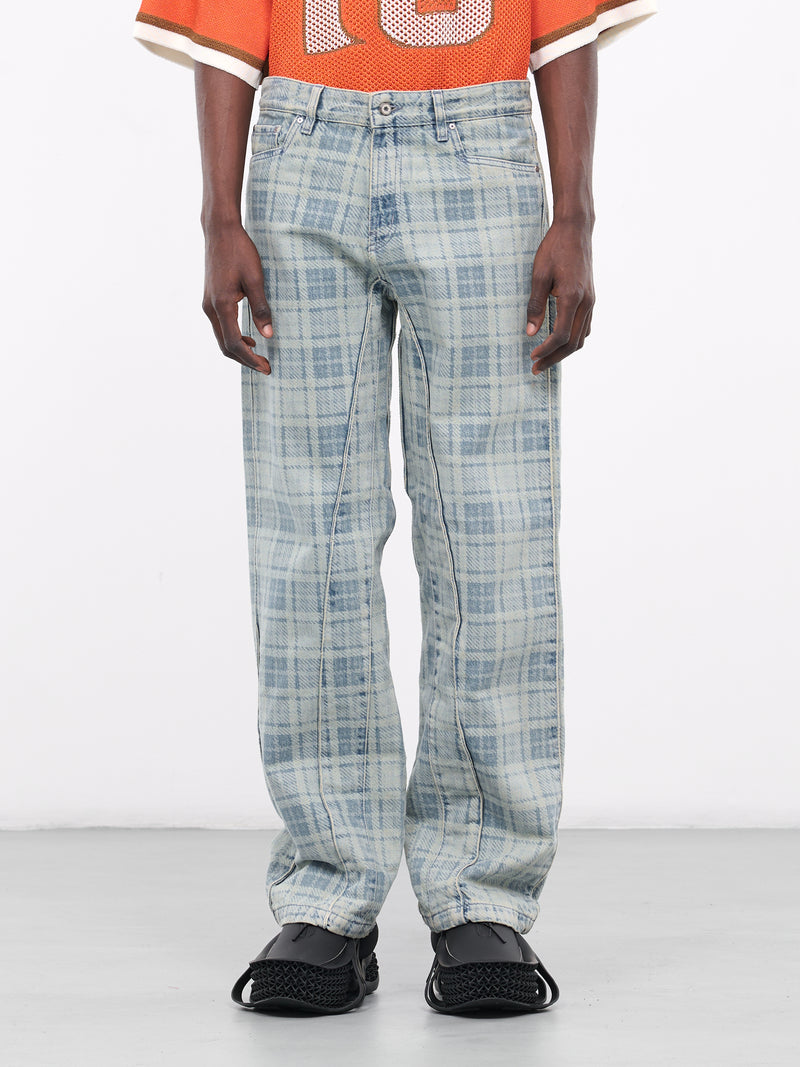 Towers Denim Trousers (DFTWRS-CHECKERED-BLUE-BLEACH)