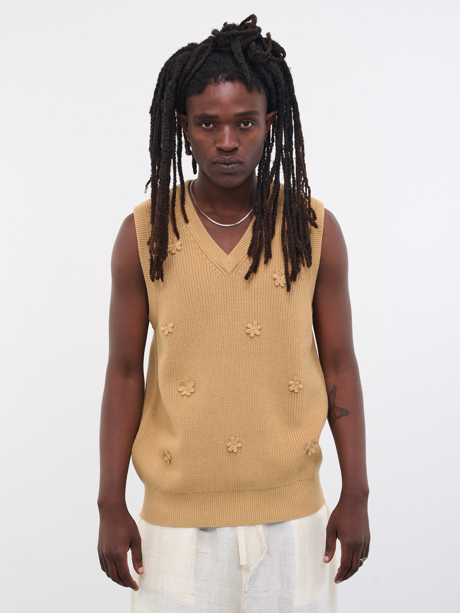 Dharma Knit Vest (DHARMA-M22KN7018-BEIGE-FLORAL)